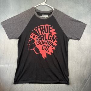 True Religion Shirt  Denim Co. Native American Indian Graphic Print Baseball